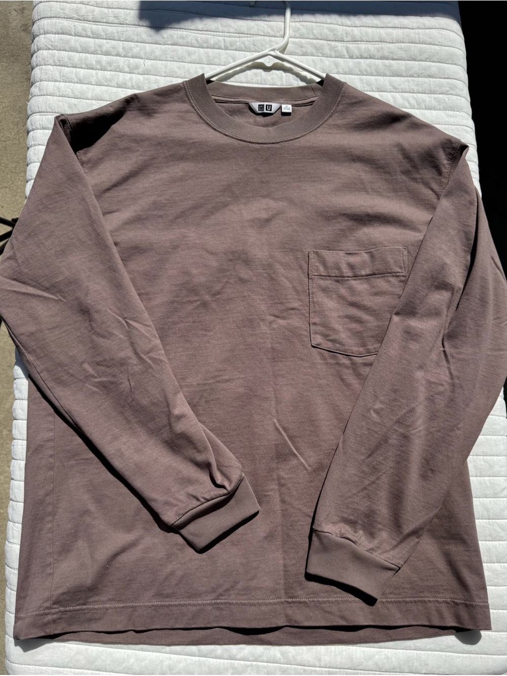 Uniqlo Men’s Long Sleeve Pocket Tee in Mauve Brown